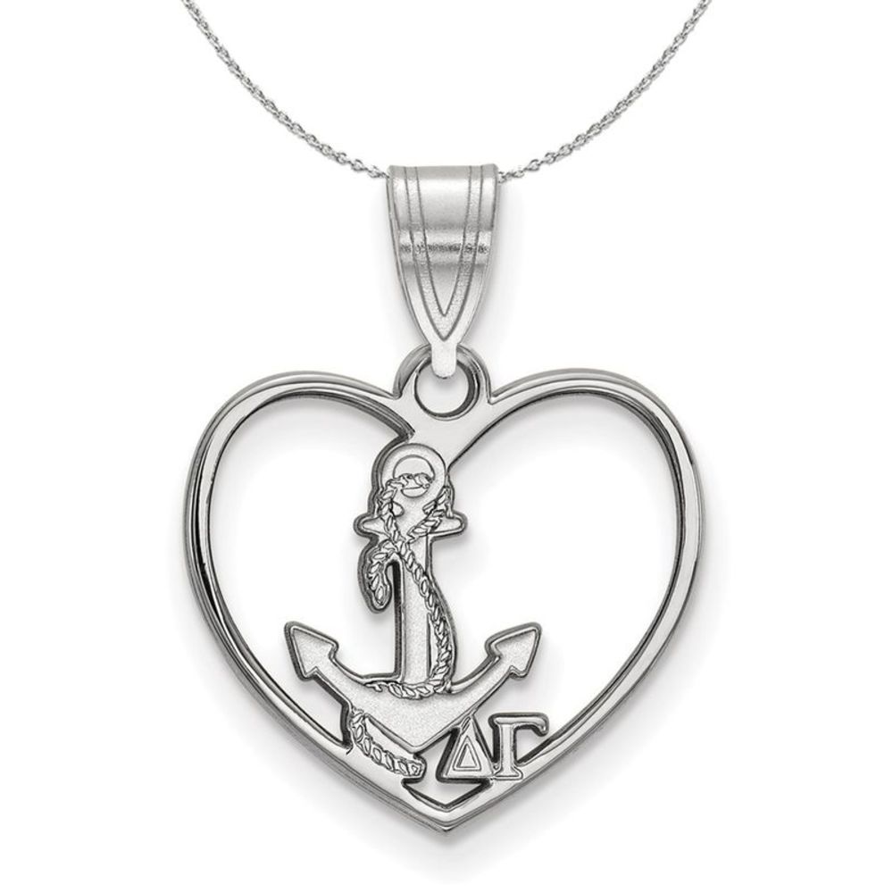 Sterling Silver Delta Gamma Heart Pendant Necklace - 18 Inch
